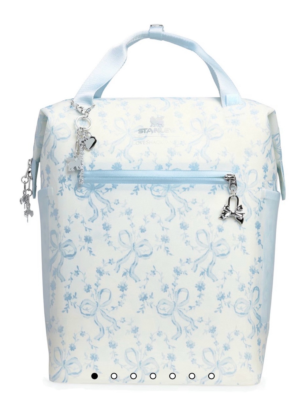 Madeleine Mini Tote Bag in Light Blue & Cream - Picture 2 of 8